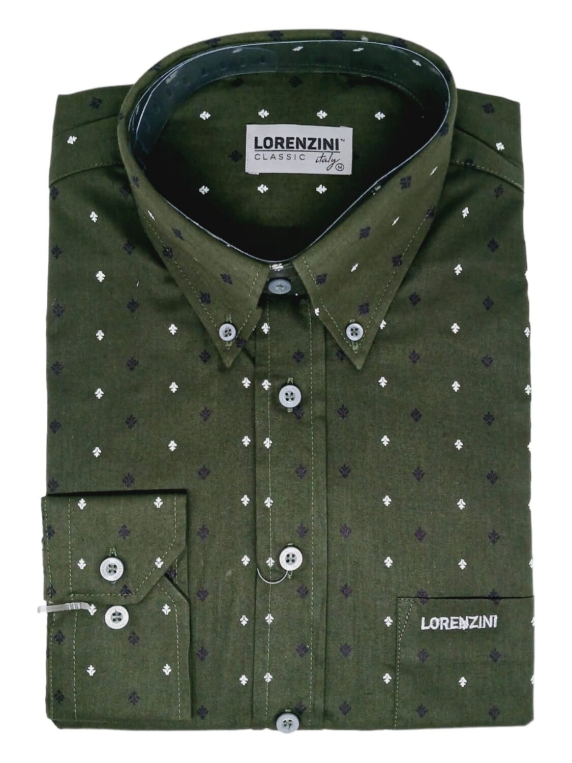 Lorenzini | Classic Long Sleeve Shirt | LO50/533 | Olive, Size: S