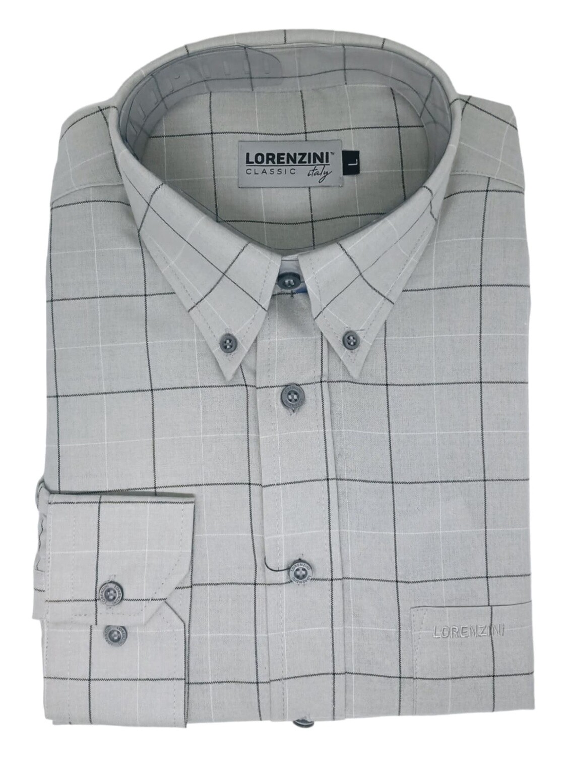 Lorenzini | Classic Long Sleeve Shirt | LO50/99 | Grey Check, Size: S