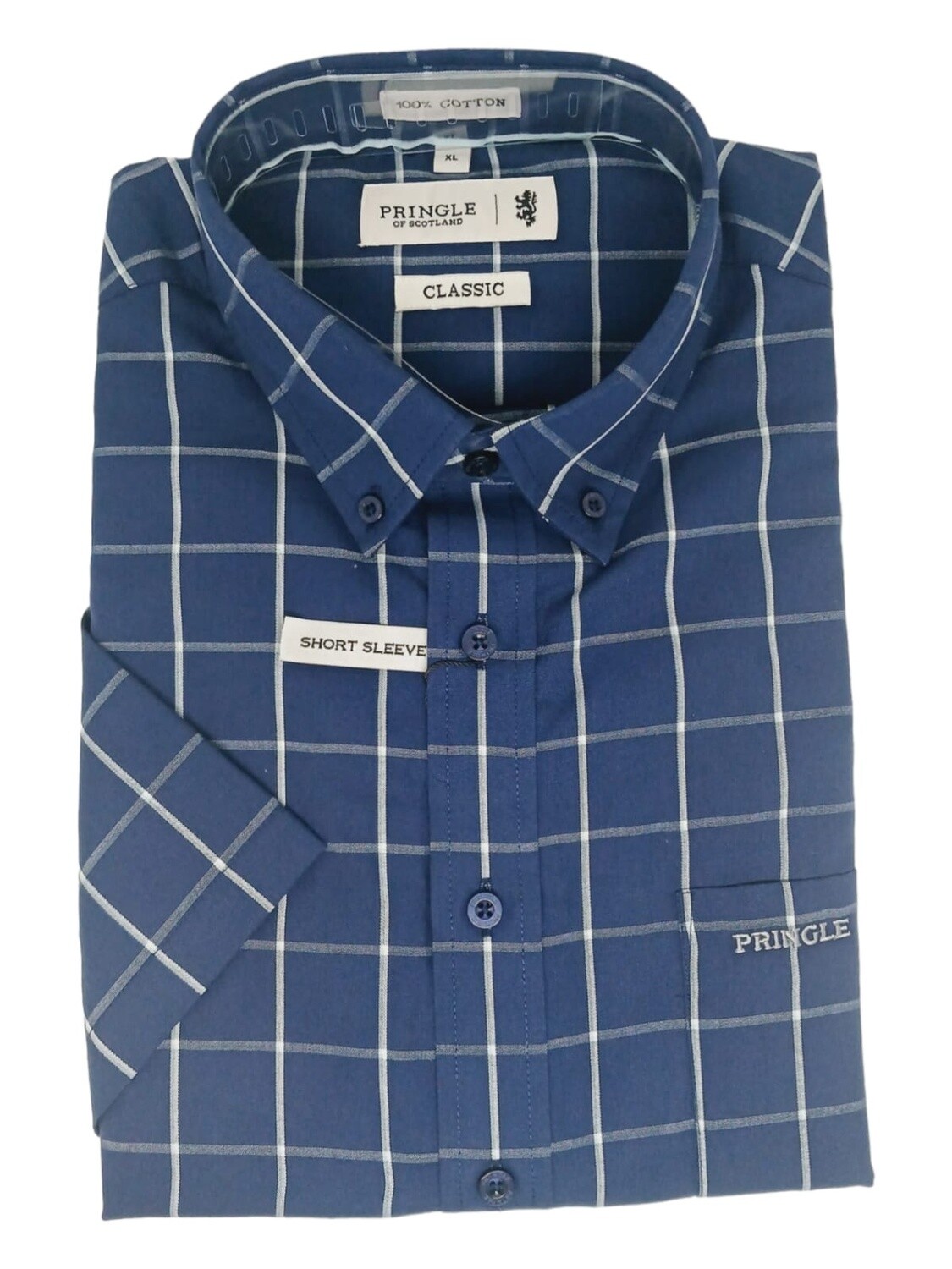Pringle | Classic Short Sleeve Shirt | Colen | Navy, Size: S
