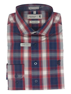Pringle | Tailored Long Sleeve Shirt | Denver | Navy &amp; Red Check