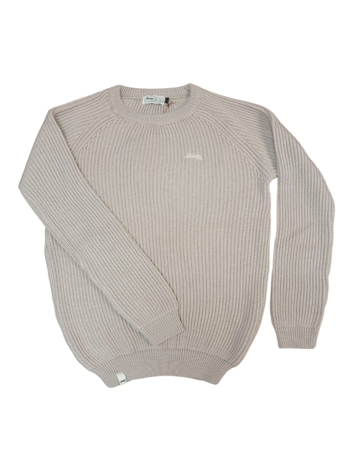 Jeep | Raglan Knit Crew Neck Jersey | Oatmeal, Size: XS