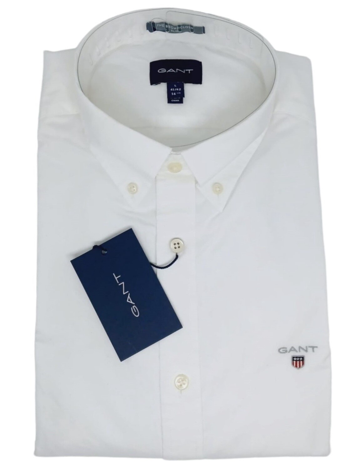 Gant | Slim Long Sleeve Shirt | Broadcloth BD | White, Size: S