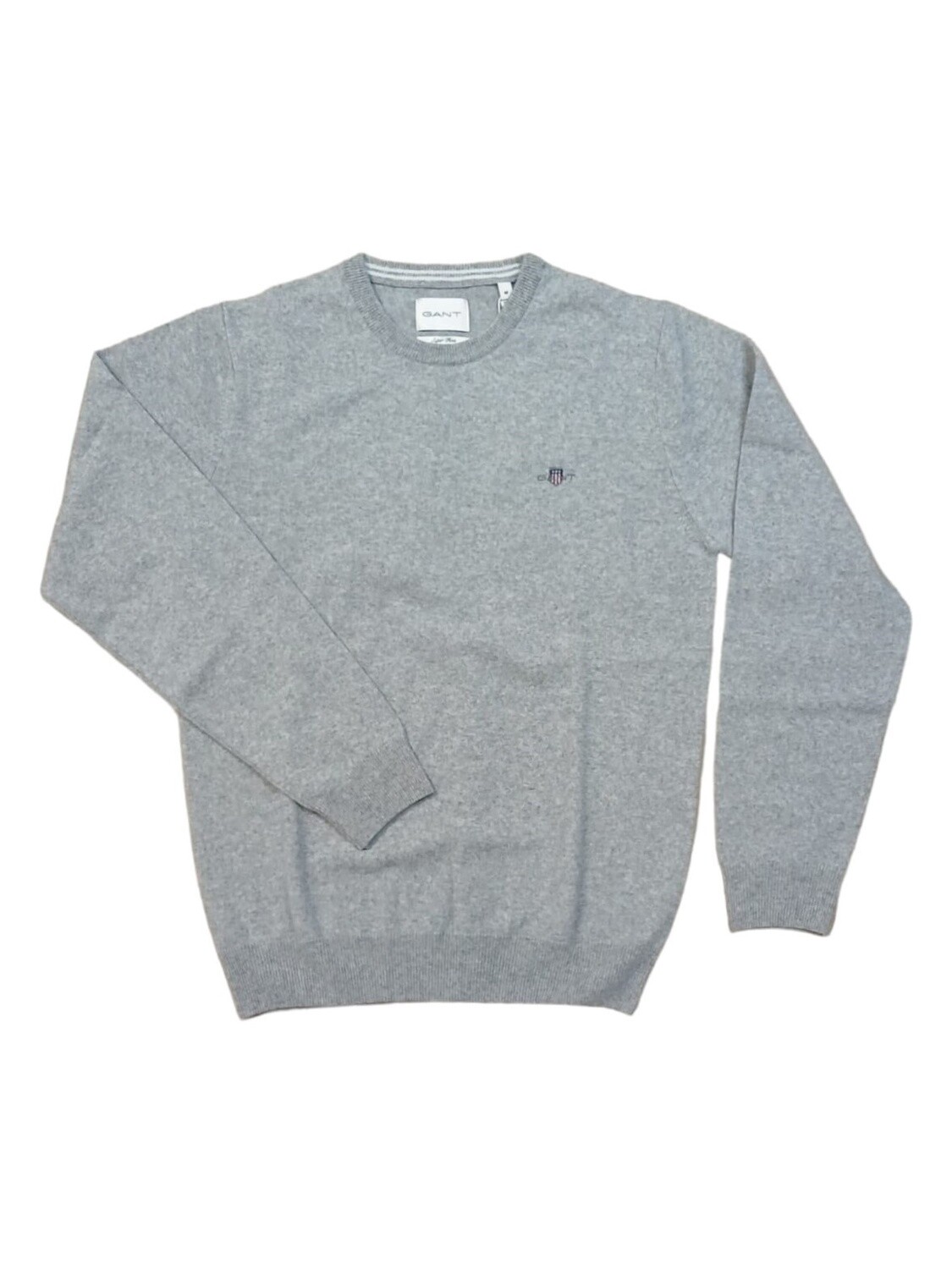 Gant | Super Fine Lambswool Crewneck Sweater | Grey, Size: S