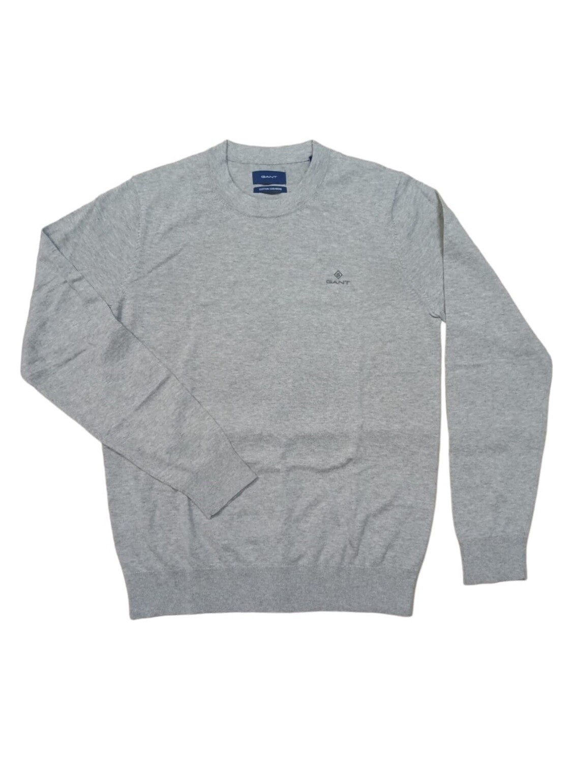 Gant | Cotton Cashmere Knitwear Crewneck Sweater | Grey, Size: S