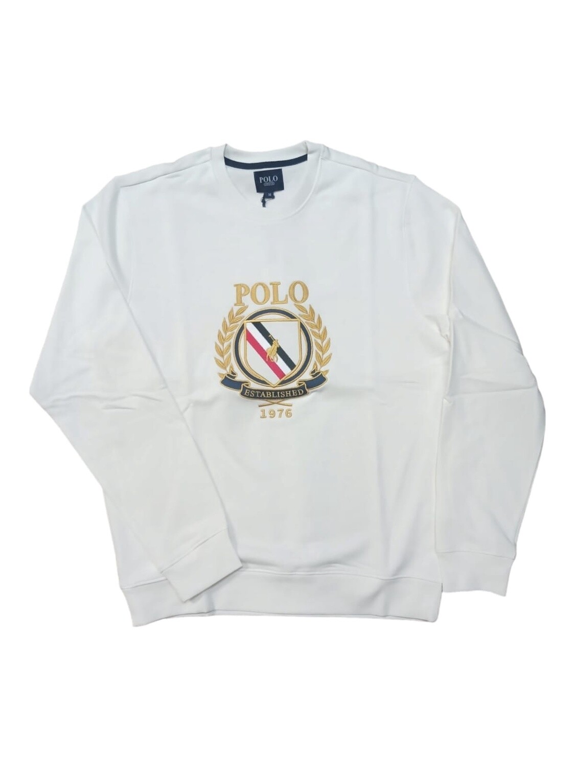 Polo | Brushed Crest Sweater | White, Size: S