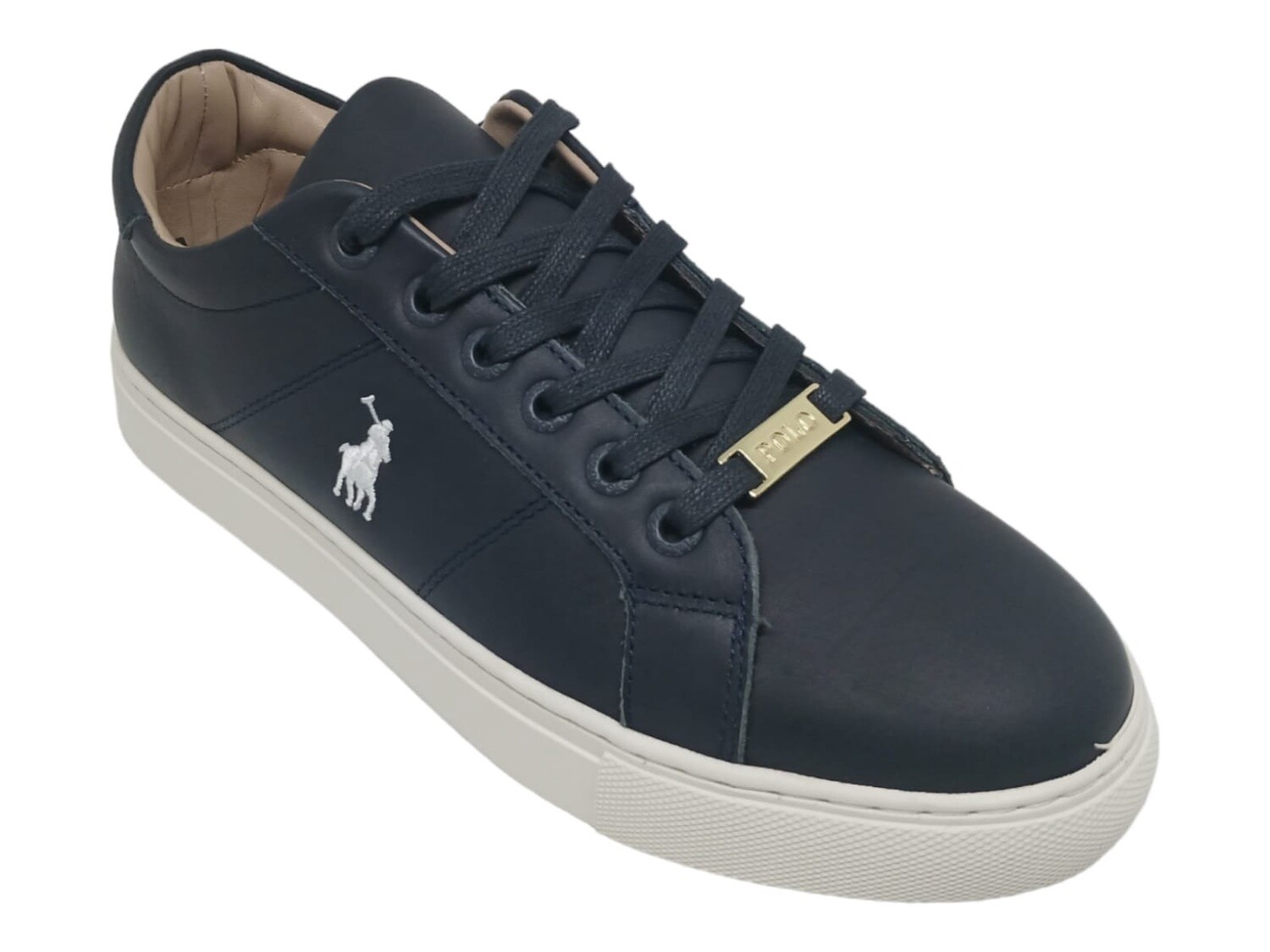 Polo | Classic Leather Sneakers | Navy, Size: 8
