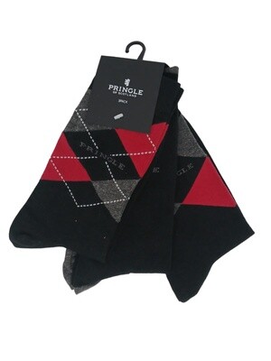 Pringle | Caden 3pack Argyle Socks | Red
