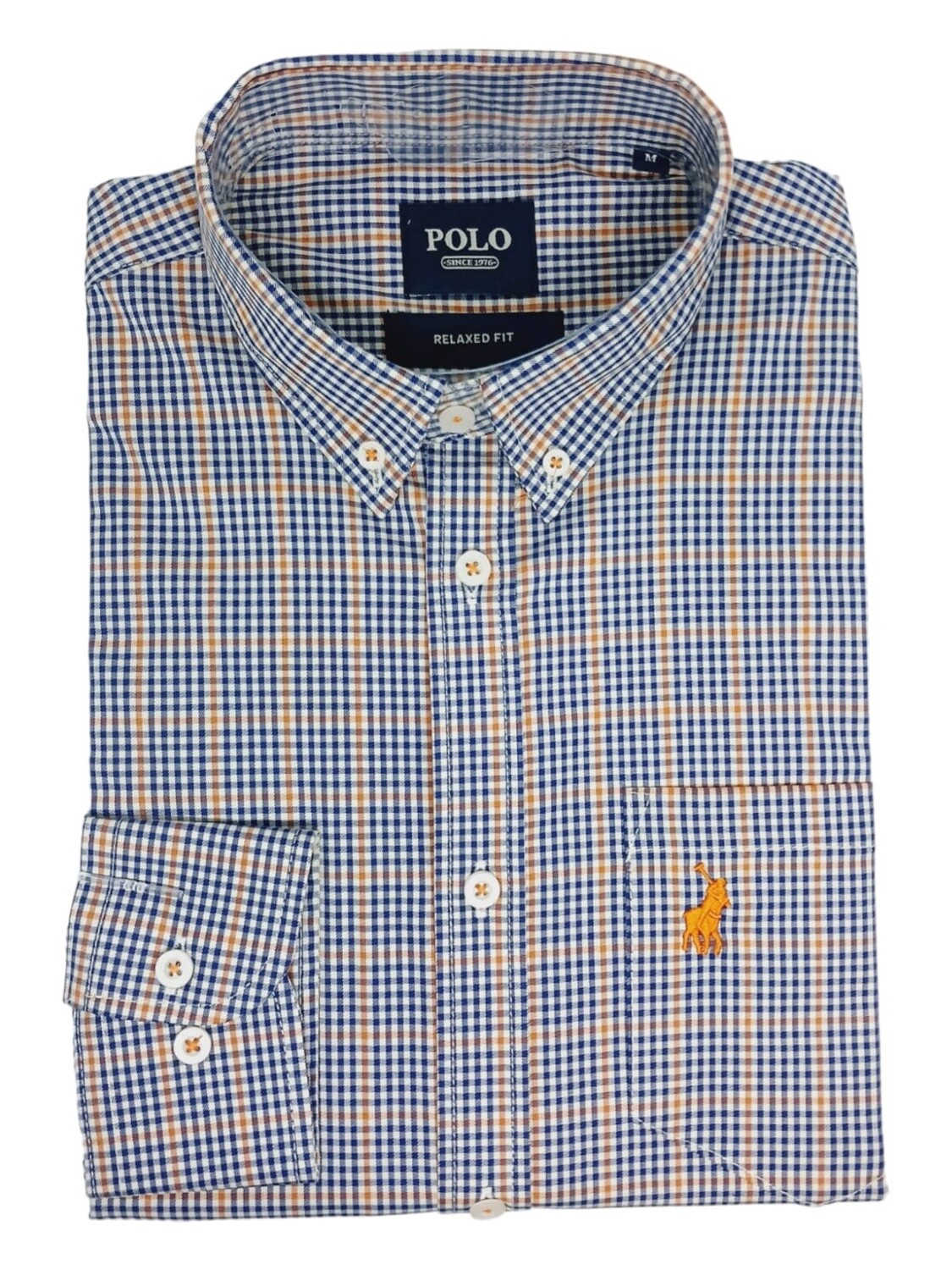 Polo | Long Sleeve Shirt | Small Check | Blue, Size: S