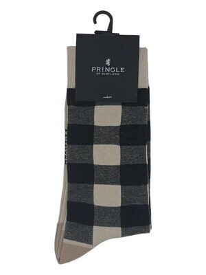 Pringle | Eaton Check Socks | Stone