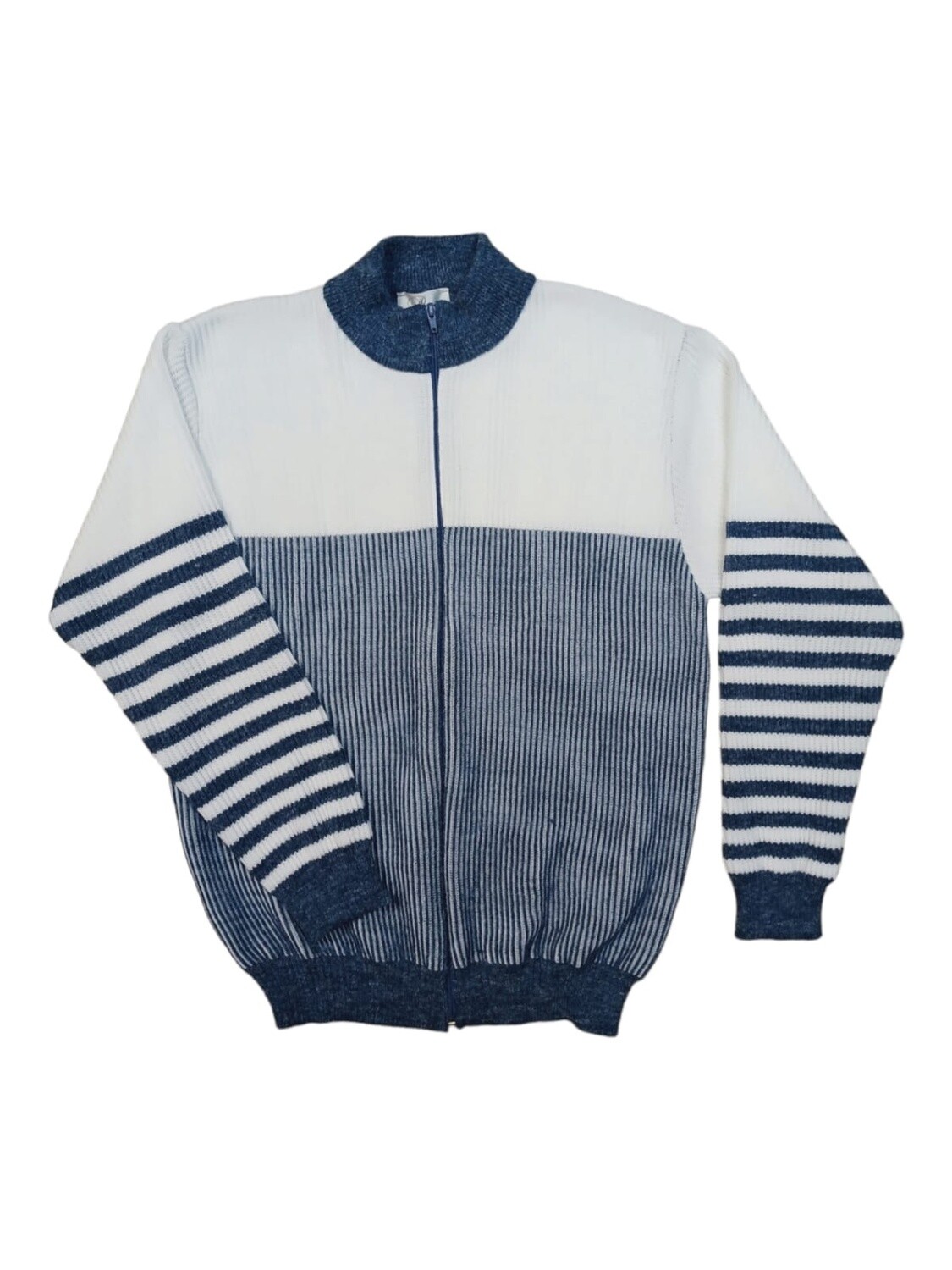 Romy | Stripe Zip Cardigan | Blue, Size: S