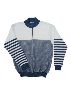 Romy | Stripe Zip Cardigan | Blue