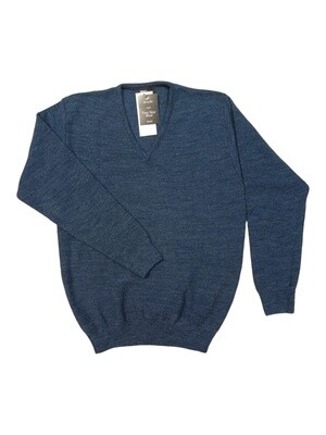 Dino Milano | Alpacca  V-neck Jersey | Pacific Blue