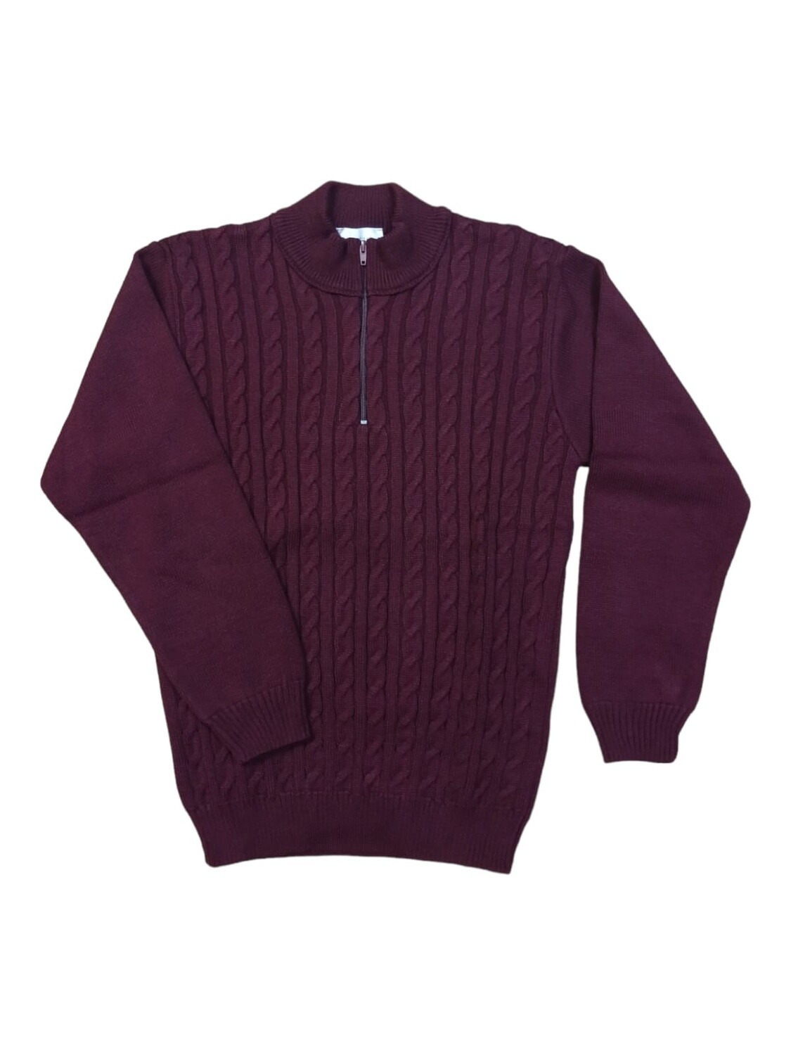 Le Mans | Cable Pullover Half-Zip | Burgundy, Size: S