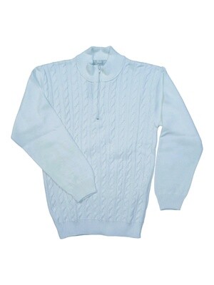 Le Mans | Cable Pullover Half-Zip | White