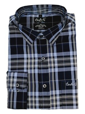 Carlo Galucci | Long Sleeve NBD Shirt | Chevella | Navy Check