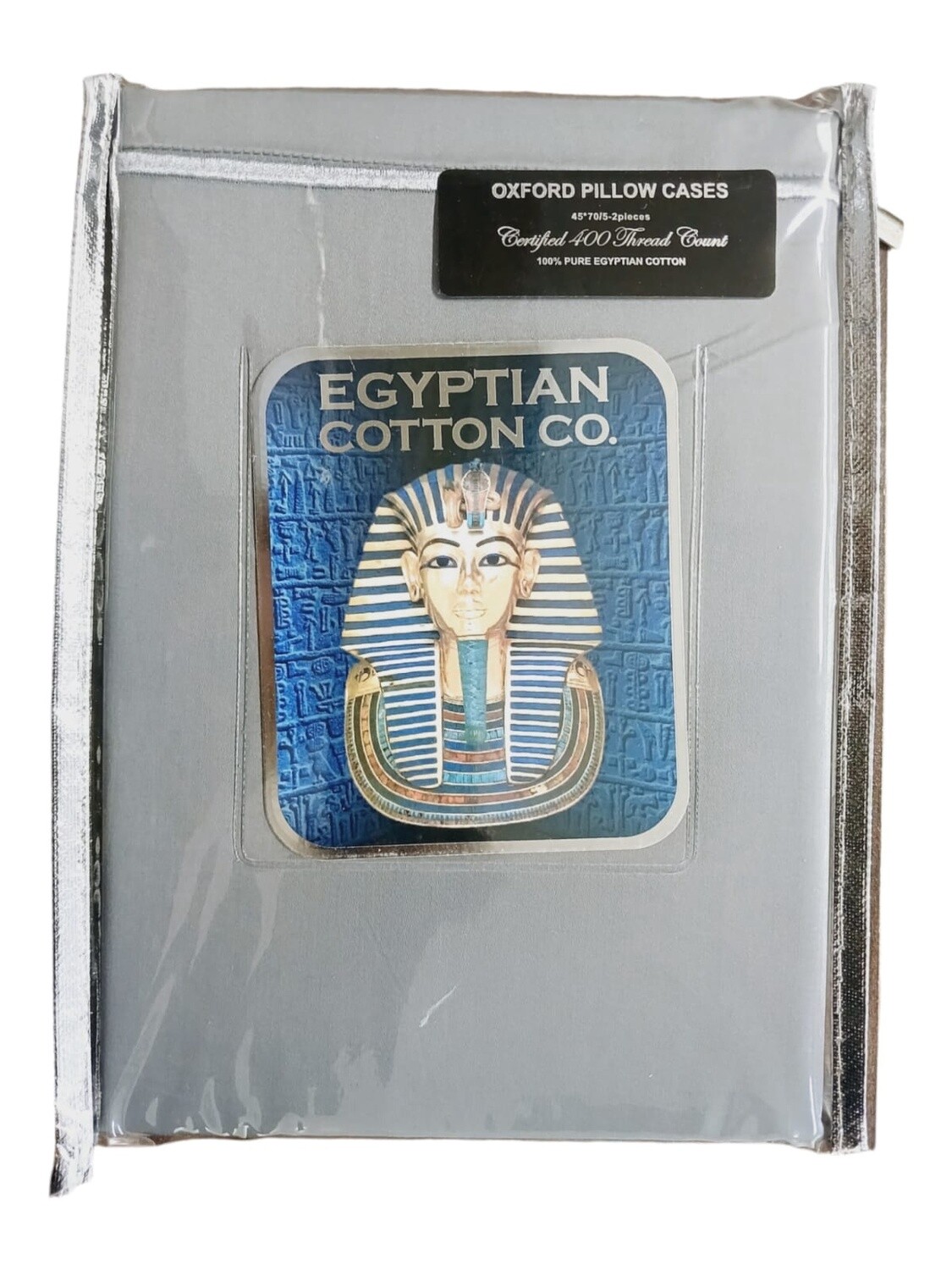 Hotel Collection | Oxford Pillow Case | 400 Thread Count Egyptian Cotton | Grey, Size: Standard - 45x70