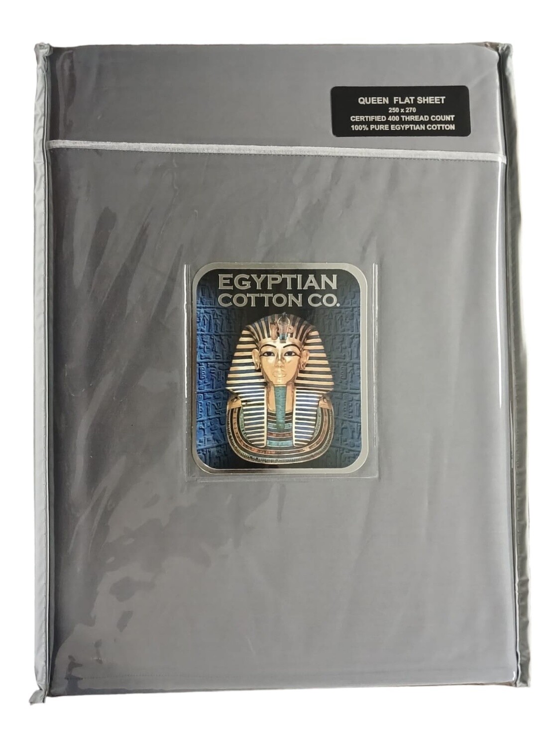 Egyptian Cotton | Oxford Flat Sheet | 400 Thread Count | Grey, Size: Three Quarter - 180x270
