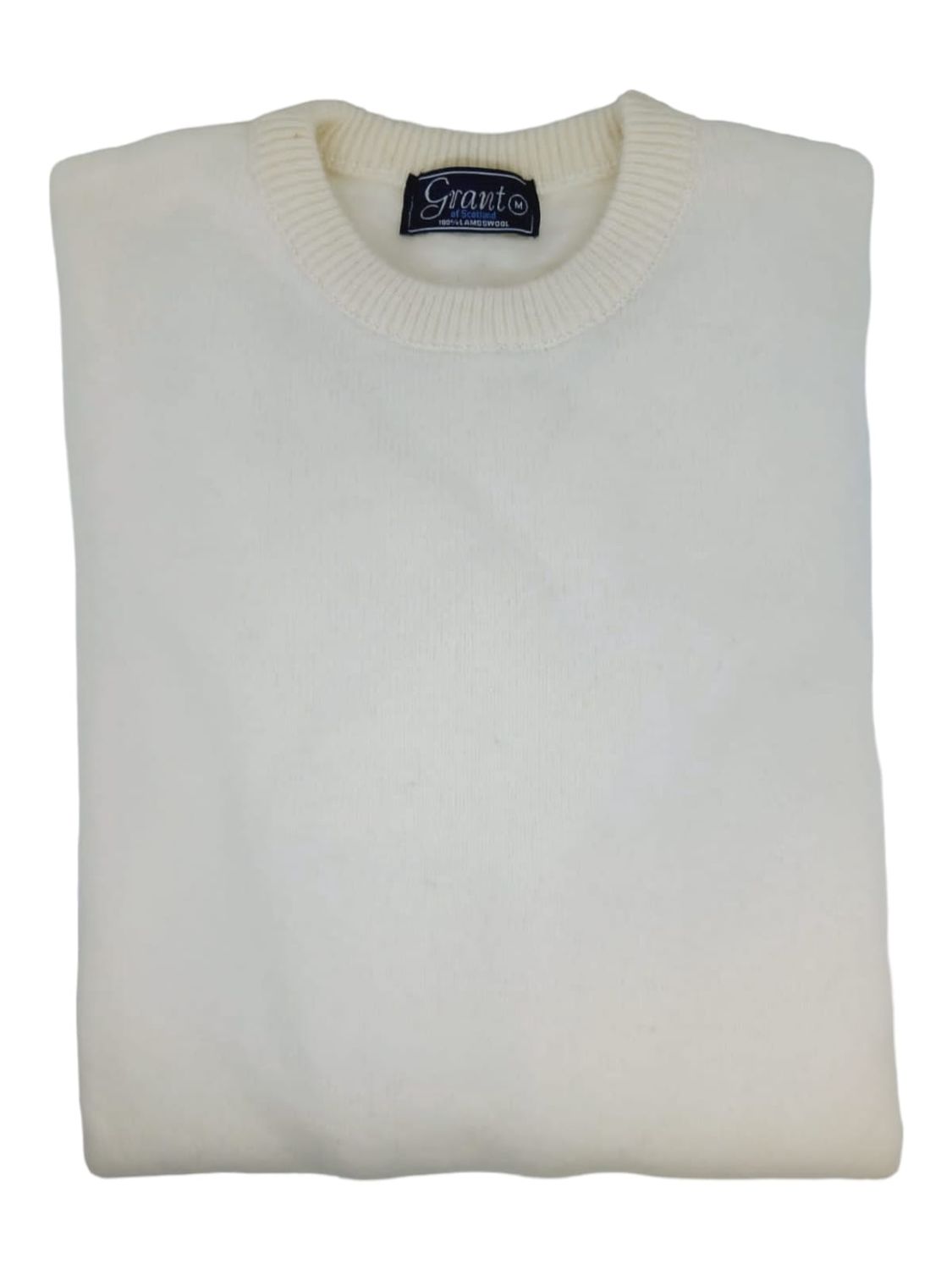 Grant | Lambswool Crew Neck Jersey | Ivory, Size: S