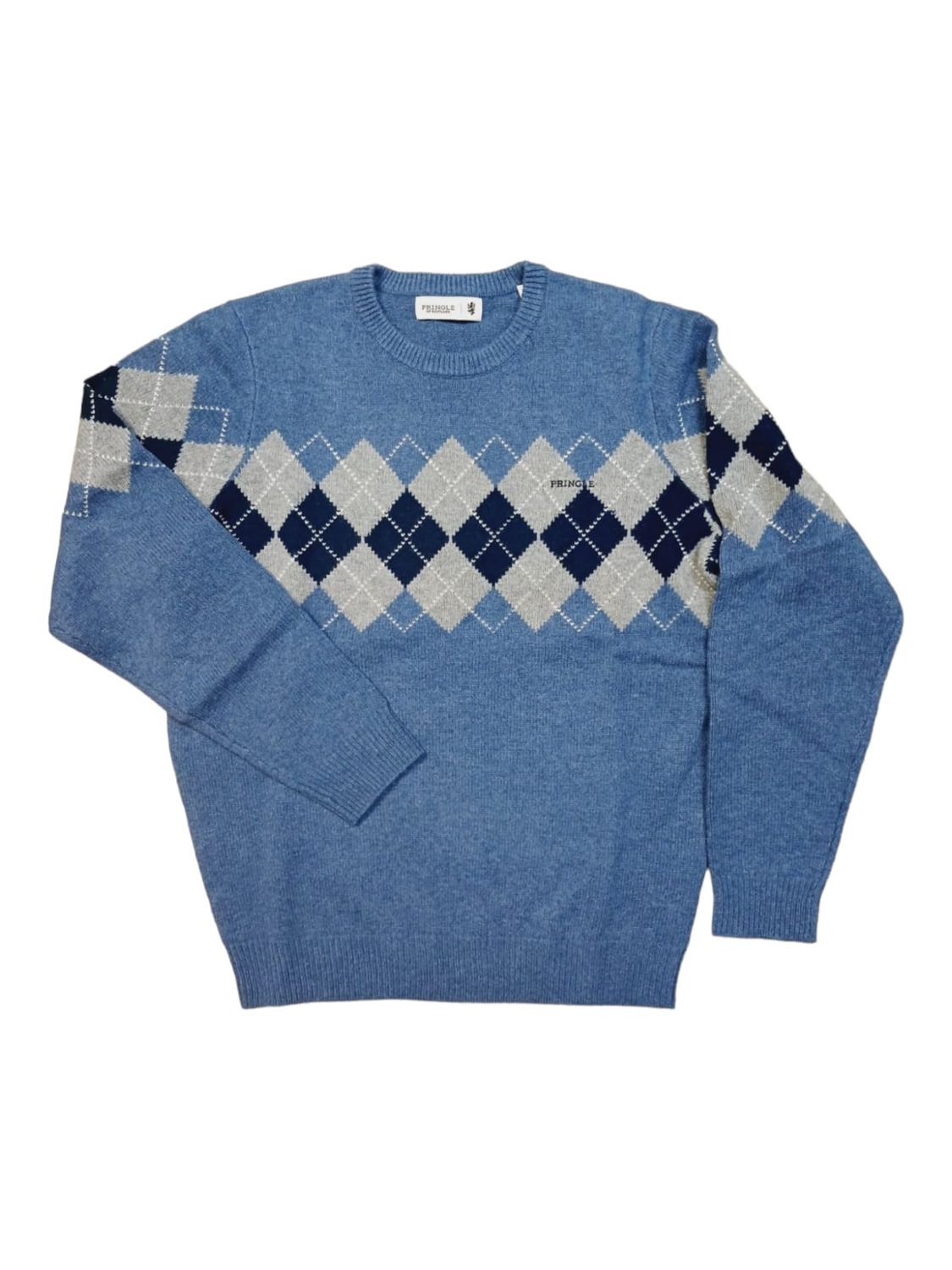 Pringle | Cameron Argyle Crewneck Sweater | Blue