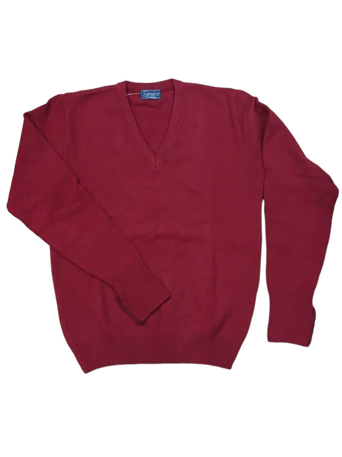 Grant | Lambswool V-Neck Jersey | Berry, Size: S