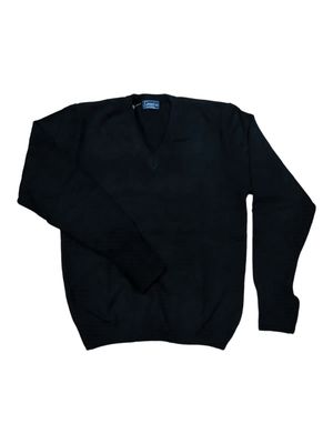 Grant | Lambswool V-Neck Jersey | Black