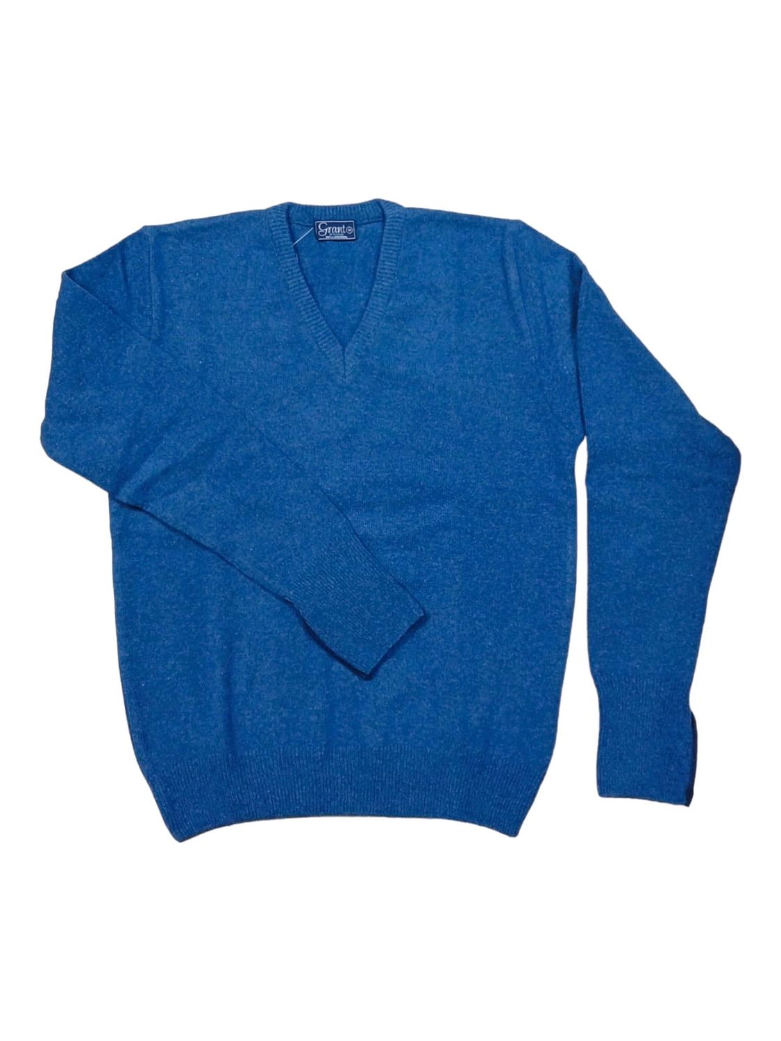 Grant | Lambswool V-Neck Jersey | Blue Ribbon, Size: S