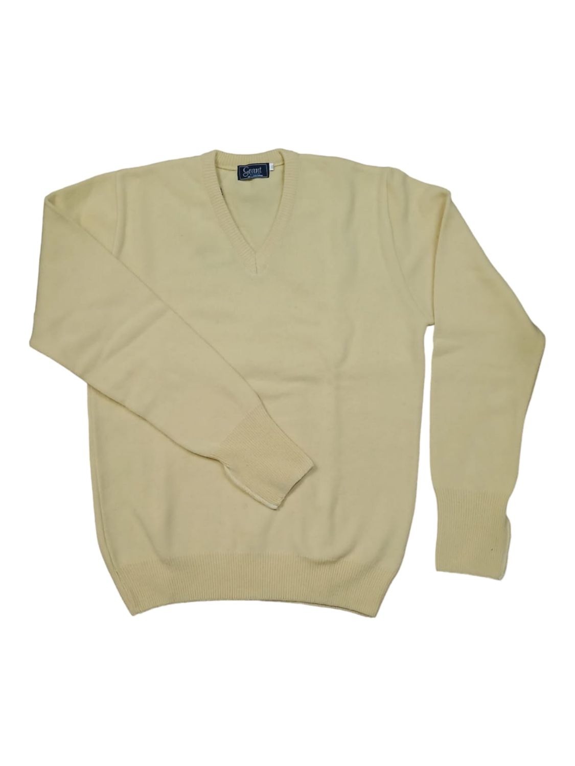 Grant | Lambswool V-Neck Jersey | Pew Drop, Size: S