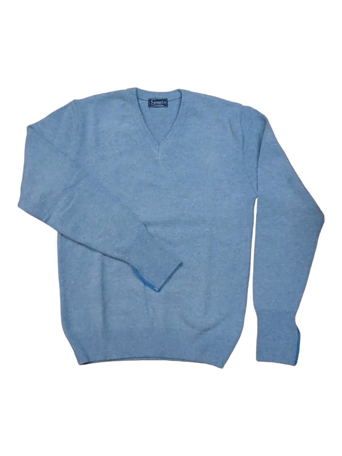 Grant | Lambswool V-Neck Jersey | Mineral Blue, Size: S