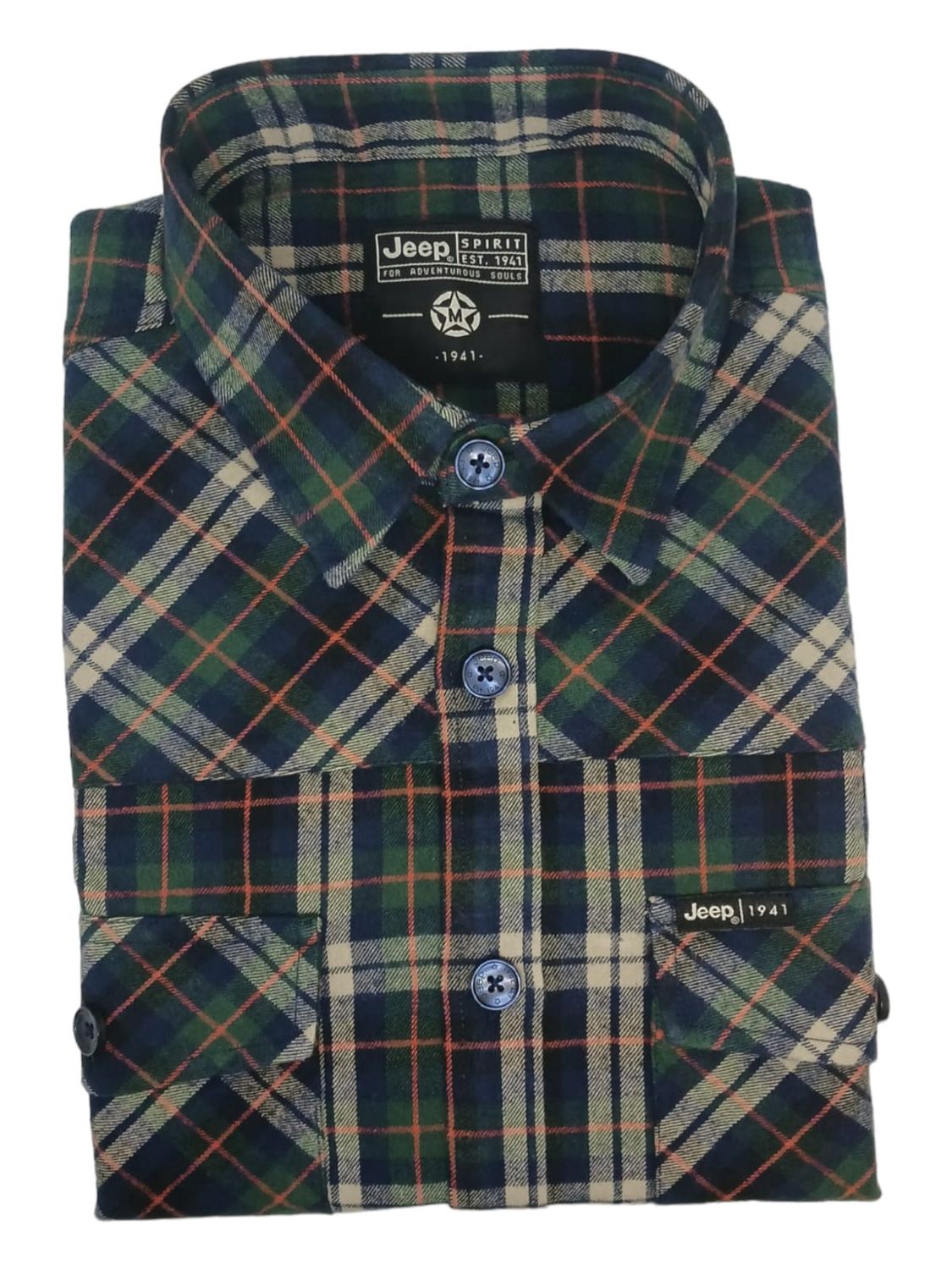 Jeep | Long Sleeve Flannel Check Shirt | Green, Size: S