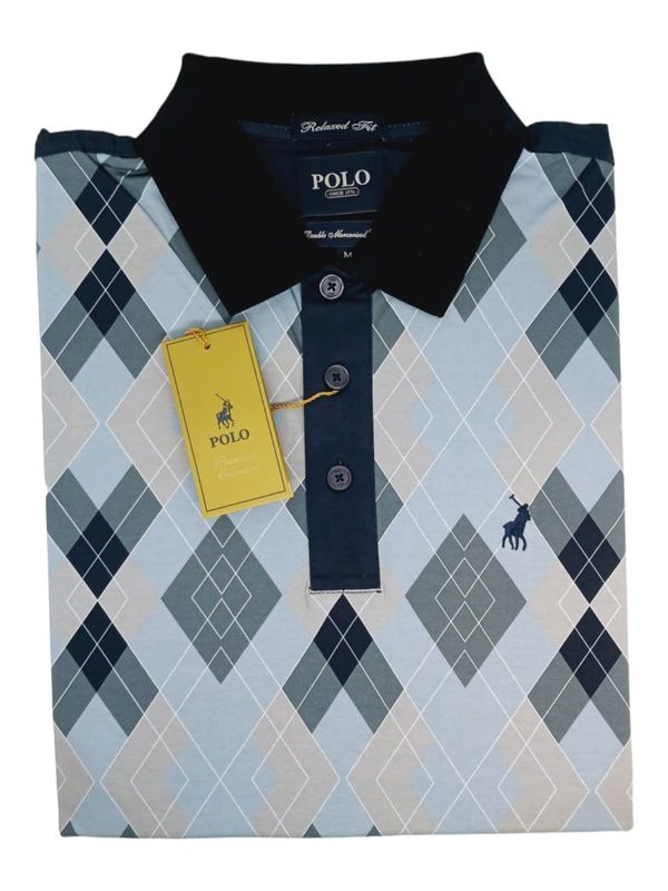 Argyle Printed A-Line Polo Dress