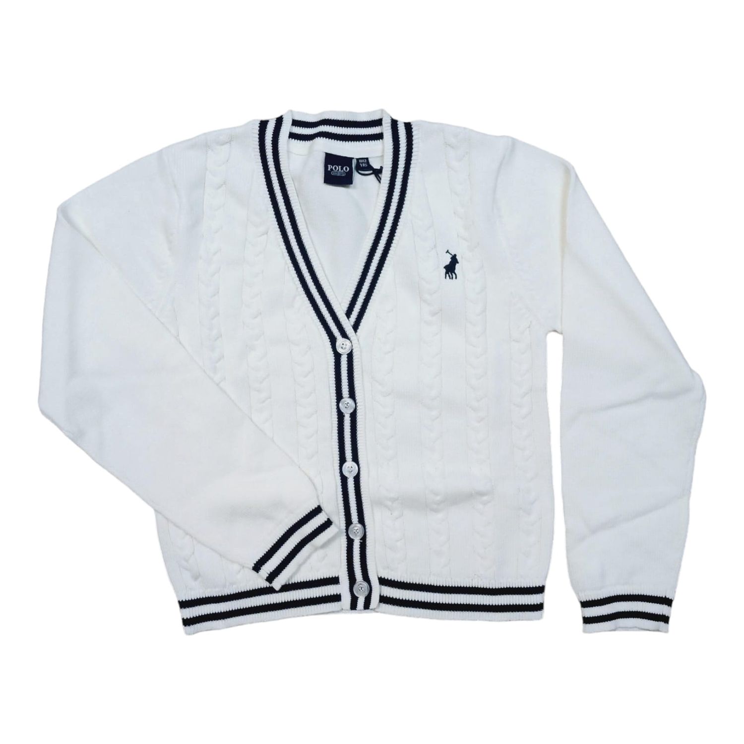 Polo | Girls Ashley Cable Knitted Cardigan | Milk, Size: 2-3yrs