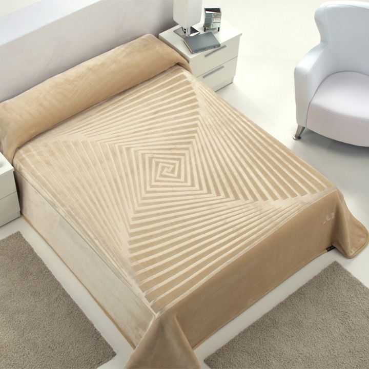 Egyptian Cotton Co | Mora Casa Morderna Blanket | Beige, Size: King - 240x260