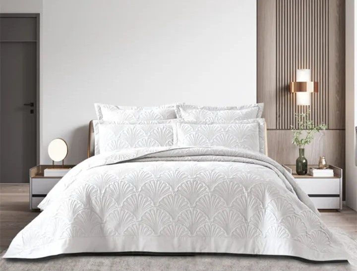 Hotel Collection | Athens 5pc Quilt Set | White | 275X260