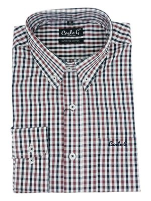 Carlo Galucci | Long Sleeve Shirt | Burgundy Check