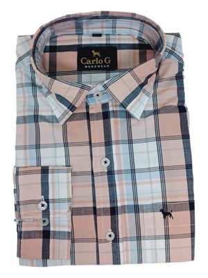 Carlo Galucci | Long Sleeve Shirt | Salmon Check