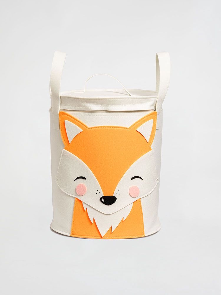 Linen House | Finley Fox Storage Basket | Natural | 33x40