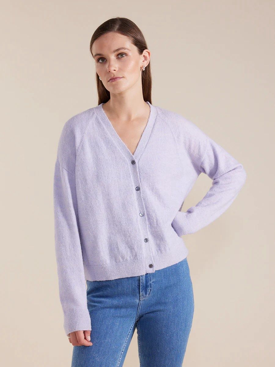Sirocco | Fluffy Button Thru Cardigan | Lilac, Size: S