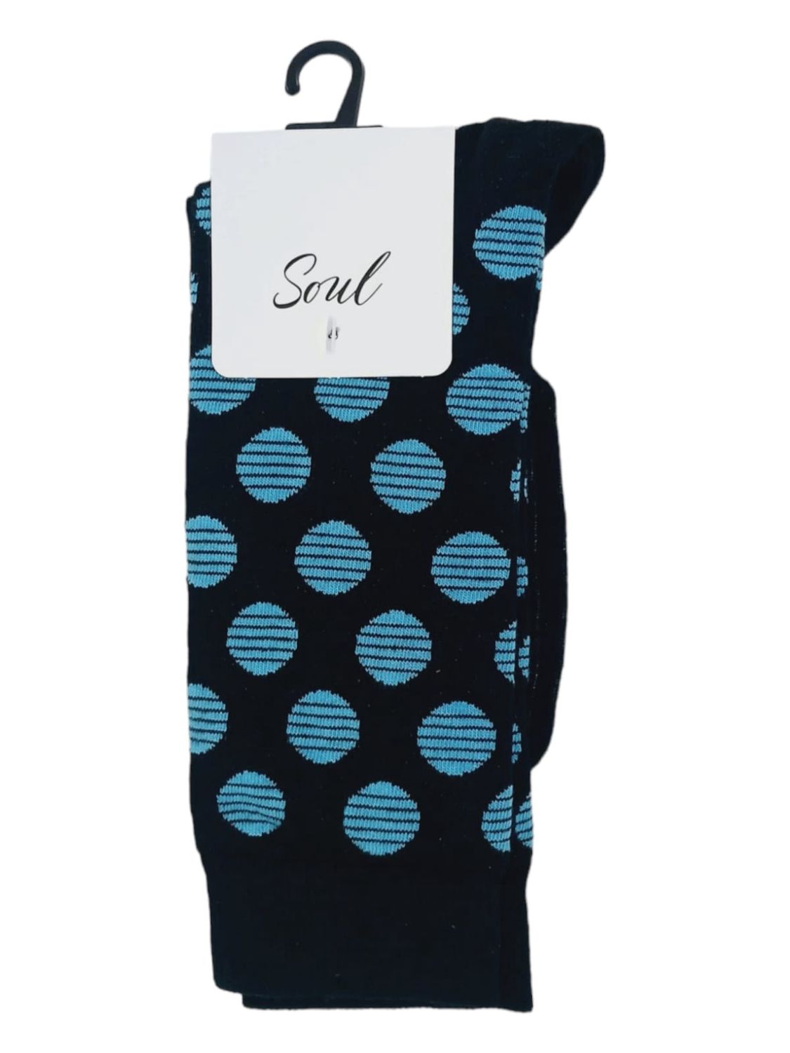 Soul Cotton Circle Socks | Black &amp; Royal | 8-11