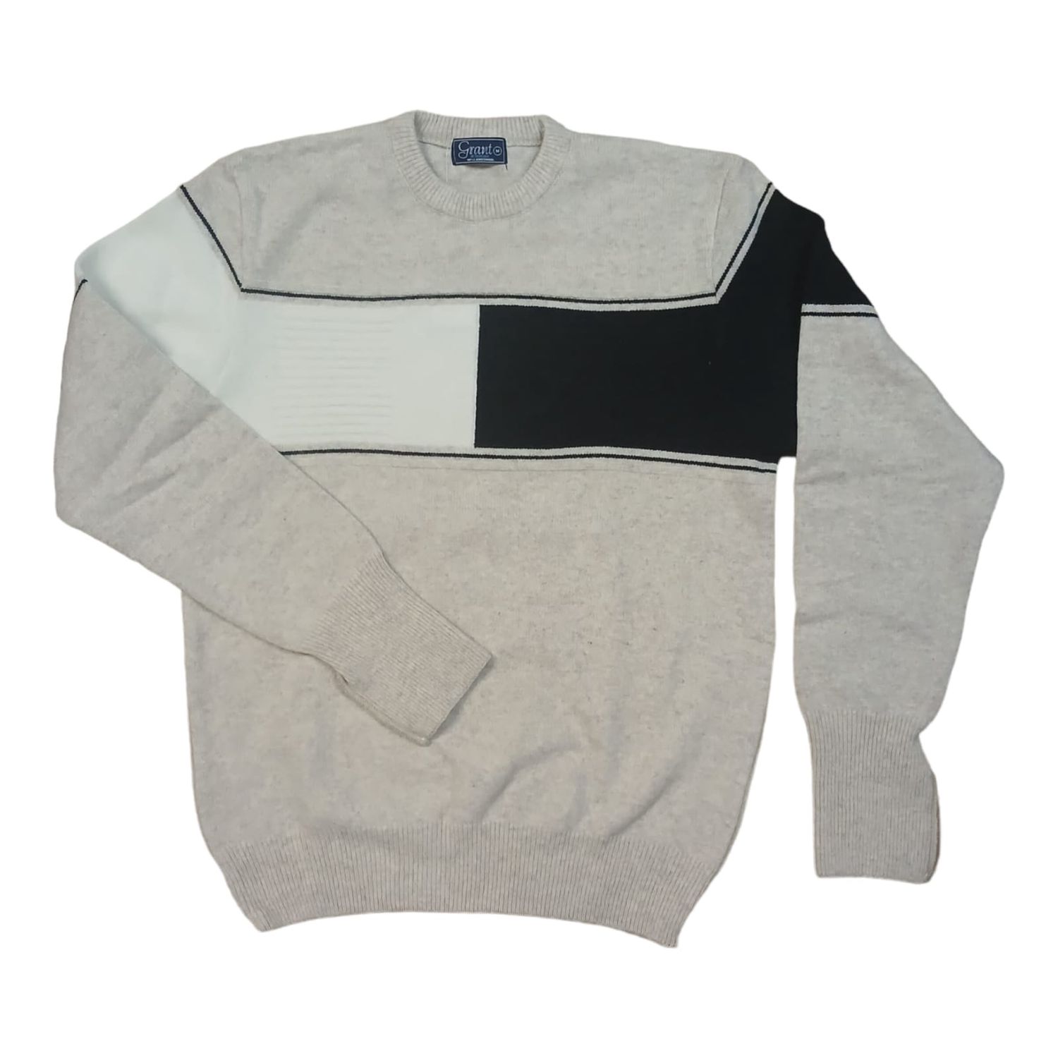 Grant | Lambswool Crew Neck Jersey | Intersia Bond | Oat, Size: S