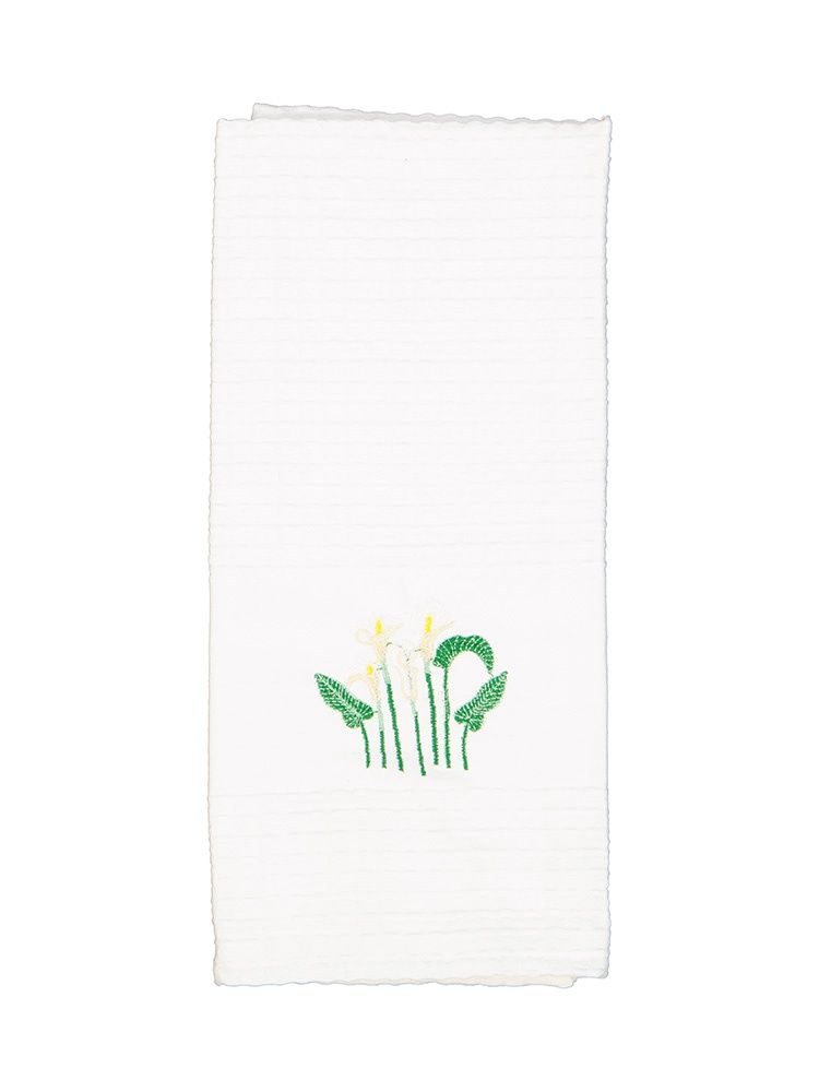 Linen House | White Kitchen Towel | 44x65cm, Design: Arum Lily