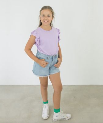Sherbert | Darcy Frilled Tee | Purple