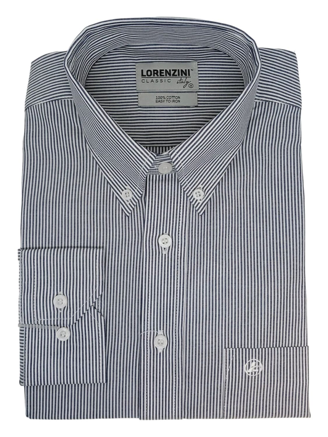 Lorenzini | Classic Long Sleeve Shirt | LO50/490 | Black Stripe, Size: S