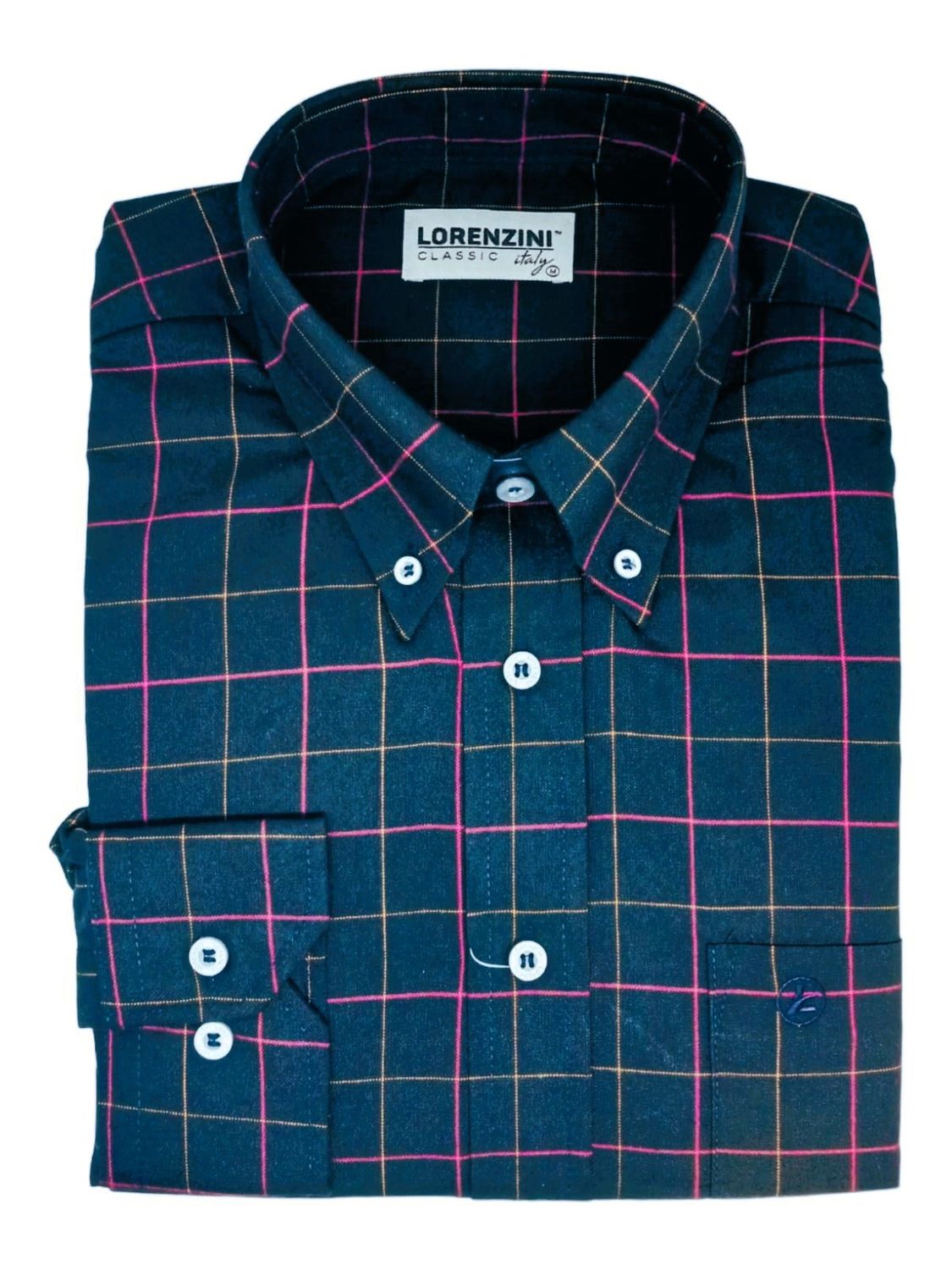 Lorenzini | Classic Long Sleeve Shirt | LO50/99 | Navy/Gold, Size: S