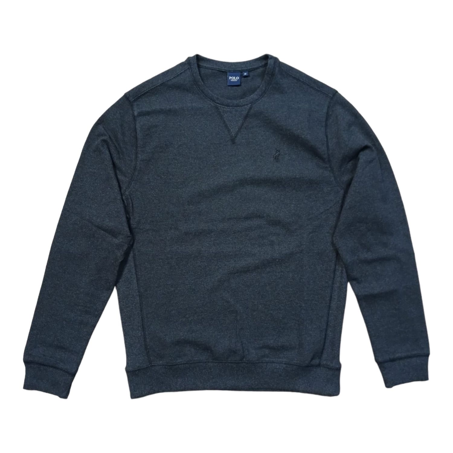 Polo | Crew Neck Textured Sweater | Charcoal, Size: S
