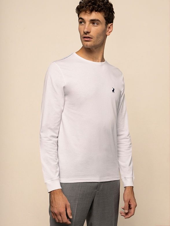 Polo | Long Sleeve Essential T-Shirt | White, Size: M