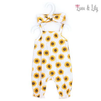 Luna Lily | Sleeveless Romper With Headband | Sunflower