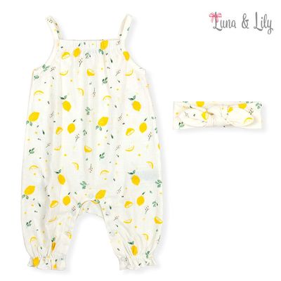 Luna &amp; Lily | Sleeveless Romper With Headband | Cream