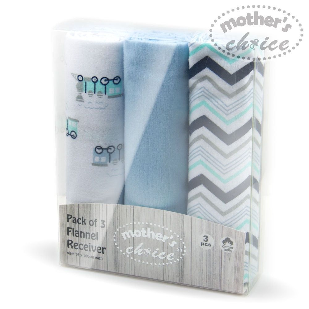 Mother&#39;s Choice | 3 Pack Flannel Receivers | Boys Train