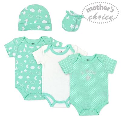 Mother&#39;s Choice | 3 Bodysuits Mitten Hat Set | So Blessed