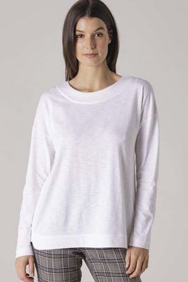 Yarra Trail | Long Sleeve Rib Trim Tee | White, Size: XS